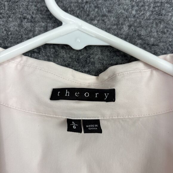 Theory Larissa Top Blouse Womens Size L Pink Classic Smart Minimalist Capsule - Picture 2 of 9